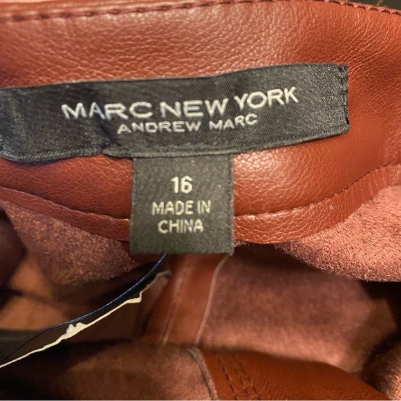 Marc New York Andrew Marc Brown Faux Leather Pants Size 16 - Picture 9 of 11